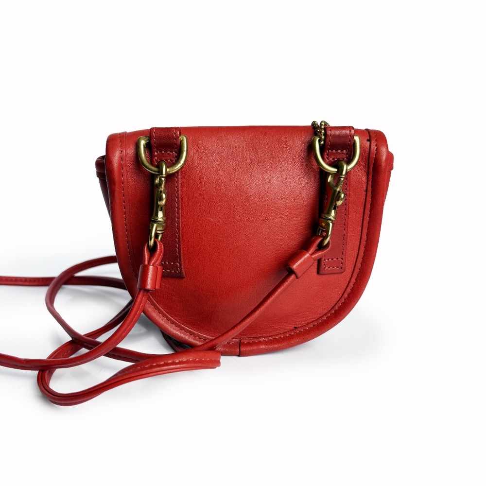 Vintage Coach Mini Bag Belt Bag Crossbody #9826 Messenger Red Leather USA - Picture 10 of 13